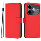 For Tecno Pova 6 Neo Skin Feel Solid Color Leather Phone Case with Lanyard(Red) - 2