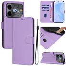 For Tecno Pova 6 Neo Skin Feel Solid Color Leather Phone Case with Lanyard(Lavender Purple) - 1