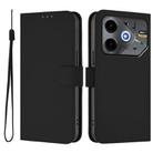 For Tecno Pova 6 Neo Skin Feel Solid Color Leather Phone Case with Lanyard(Black) - 2