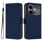 For Tecno Pova 6 Neo Skin Feel Solid Color Leather Phone Case with Lanyard(Navy Blue) - 2