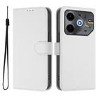 For Tecno Pova 6 Neo Skin Feel Solid Color Leather Phone Case with Lanyard(White) - 2