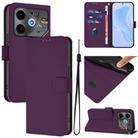 For Tecno Pova 6 Neo Skin Feel Solid Color Leather Phone Case with Lanyard(Violet) - 1