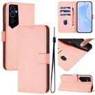 For Tecno Pova Neo 2 Skin Feel Solid Color Leather Phone Case with Lanyard(Pink) - 1