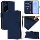 For Tecno Pova Neo 2 Skin Feel Solid Color Leather Phone Case with Lanyard(Navy Blue) - 1