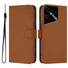 For Tecno Pova Neo 3 Skin Feel Solid Color Leather Phone Case with Lanyard(Brown) - 2