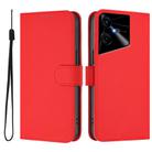 For Tecno Pova Neo 3 Skin Feel Solid Color Leather Phone Case with Lanyard(Red) - 2