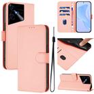 For Tecno Pova Neo 3 Skin Feel Solid Color Leather Phone Case with Lanyard(Pink) - 1