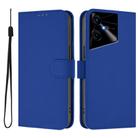 For Tecno Pova Neo 3 Skin Feel Solid Color Leather Phone Case with Lanyard(Dark Blue) - 2