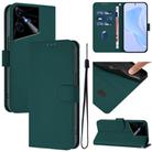 For Tecno Pova Neo 3 Skin Feel Solid Color Leather Phone Case with Lanyard(Dark Green) - 1