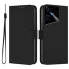 For Tecno Pova Neo 3 Skin Feel Solid Color Leather Phone Case with Lanyard(Black) - 2