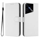 For Tecno Pova Neo 3 Skin Feel Solid Color Leather Phone Case with Lanyard(White) - 2