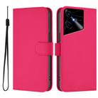 For Tecno Pova Neo 3 Skin Feel Solid Color Leather Phone Case with Lanyard(Rose Red) - 2