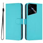 For Tecno Pova Neo 3 Skin Feel Solid Color Leather Phone Case with Lanyard(Lake Blue) - 2