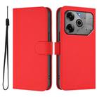 For Tecno Spark 6 Go / Go 2021 Skin Feel Solid Color Leather Phone Case with Lanyard(Red) - 2