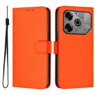 For Tecno Spark 6 Go / Go 2021 Skin Feel Solid Color Leather Phone Case with Lanyard(Orange) - 2