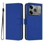 For Tecno Spark 6 Go / Go 2021 Skin Feel Solid Color Leather Phone Case with Lanyard(Dark Blue) - 2