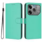 For Tecno Spark 6 Go / Go 2021 Skin Feel Solid Color Leather Phone Case with Lanyard(Green) - 2