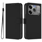 For Tecno Spark 6 Go / Go 2021 Skin Feel Solid Color Leather Phone Case with Lanyard(Black) - 2