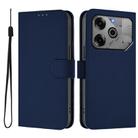 For Tecno Spark 6 Go / Go 2021 Skin Feel Solid Color Leather Phone Case with Lanyard(Navy Blue) - 2