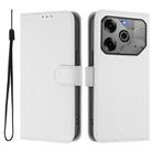 For Tecno Spark 6 Go / Go 2021 Skin Feel Solid Color Leather Phone Case with Lanyard(White) - 2