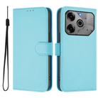 For Tecno Spark 6 Go / Go 2021 Skin Feel Solid Color Leather Phone Case with Lanyard(Sky Blue) - 2