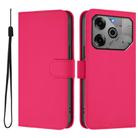 For Tecno Spark 6 Go / Go 2021 Skin Feel Solid Color Leather Phone Case with Lanyard(Rose Red) - 2