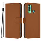 For Tecno Spark 7P Skin Feel Solid Color Leather Phone Case with Lanyard(Brown) - 2