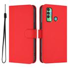 For Tecno Spark 7P Skin Feel Solid Color Leather Phone Case with Lanyard(Red) - 2