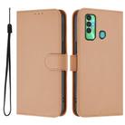 For Tecno Spark 7P Skin Feel Solid Color Leather Phone Case with Lanyard(Nude) - 2