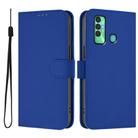For Tecno Spark 7P Skin Feel Solid Color Leather Phone Case with Lanyard(Dark Blue) - 2