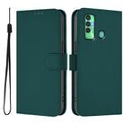 For Tecno Spark 7P Skin Feel Solid Color Leather Phone Case with Lanyard(Dark Green) - 2