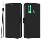 For Tecno Spark 7P Skin Feel Solid Color Leather Phone Case with Lanyard(Black) - 2