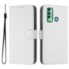 For Tecno Spark 7P Skin Feel Solid Color Leather Phone Case with Lanyard(White) - 2