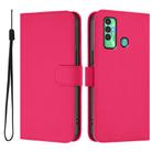 For Tecno Spark 7P Skin Feel Solid Color Leather Phone Case with Lanyard(Rose Red) - 2