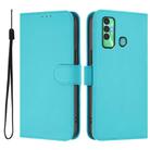 For Tecno Spark 7P Skin Feel Solid Color Leather Phone Case with Lanyard(Lake Blue) - 2