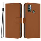 For Tecno Spark 7 / 7T Skin Feel Solid Color Leather Phone Case with Lanyard(Brown) - 2