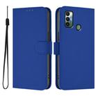 For Tecno Spark 7 / 7T Skin Feel Solid Color Leather Phone Case with Lanyard(Dark Blue) - 2