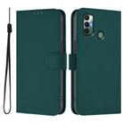 For Tecno Spark 7 / 7T Skin Feel Solid Color Leather Phone Case with Lanyard(Dark Green) - 2