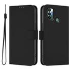 For Tecno Spark 7 / 7T Skin Feel Solid Color Leather Phone Case with Lanyard(Black) - 2
