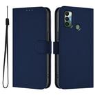 For Tecno Spark 7 / 7T Skin Feel Solid Color Leather Phone Case with Lanyard(Navy Blue) - 2