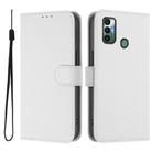 For Tecno Spark 7 / 7T Skin Feel Solid Color Leather Phone Case with Lanyard(White) - 2