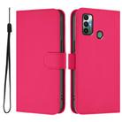 For Tecno Spark 7 / 7T Skin Feel Solid Color Leather Phone Case with Lanyard(Rose Red) - 2