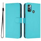 For Tecno Spark 7 / 7T Skin Feel Solid Color Leather Phone Case with Lanyard(Lake Blue) - 2