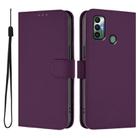 For Tecno Spark 7 / 7T Skin Feel Solid Color Leather Phone Case with Lanyard(Violet) - 2