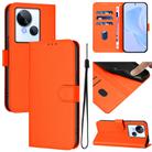 For Tecno Spark 10 5G Skin Feel Solid Color Leather Phone Case with Lanyard(Orange) - 1