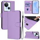 For Tecno Spark 10 5G Skin Feel Solid Color Leather Phone Case with Lanyard(Lavender Purple) - 1
