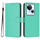 For Tecno Spark 10 5G Skin Feel Solid Color Leather Phone Case with Lanyard(Green) - 2