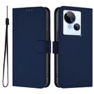 For Tecno Spark 10 5G Skin Feel Solid Color Leather Phone Case with Lanyard(Navy Blue) - 2