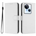 For Tecno Spark 10 5G Skin Feel Solid Color Leather Phone Case with Lanyard(White) - 2