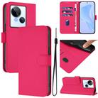 For Tecno Spark 10 5G Skin Feel Solid Color Leather Phone Case with Lanyard(Rose Red) - 1